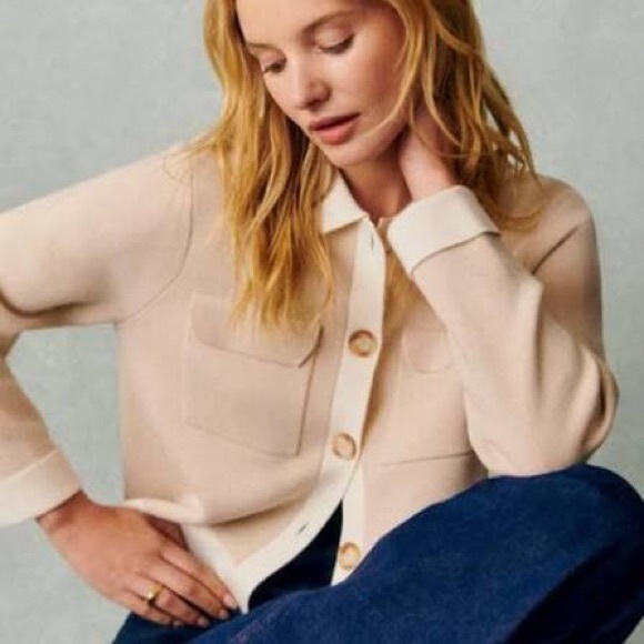 Sezane Sweaters - Sezane Betty Cardigan Sweater Vanilla with Ecru detail XS NWT